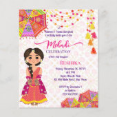 メンディかわいいインディアン花嫁の傘バジェット招待状 (正面)