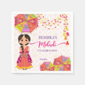 メンディかわいいインディアン花嫁の傘 スタンダードカクテルナプキン (正面)