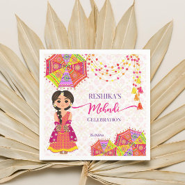 メンディかわいいインディアン花嫁の傘 スタンダードカクテルナプキン