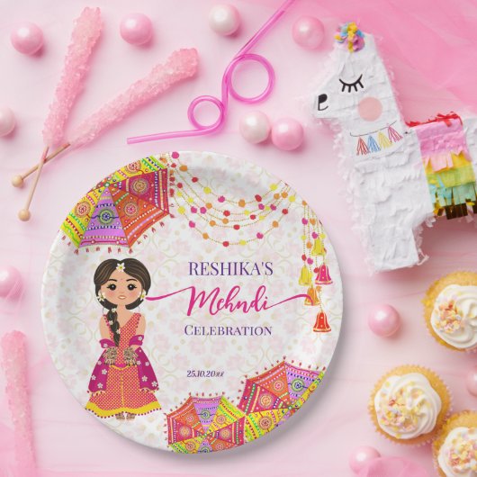 メンディかわいいインディアン花嫁の傘 ペーパープレート (パーティー)