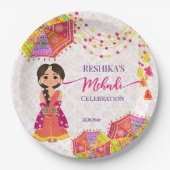 メンディかわいいインディアン花嫁の傘 ペーパープレート (正面)