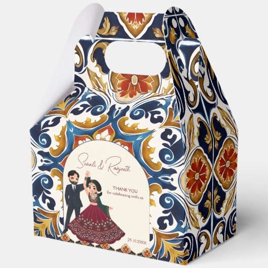 メンディとサンゲエインディアン結婚式の引き出物カスタム フェイバーボックス (正面)