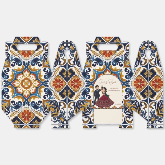 メンディとサンゲエインディアン結婚式の引き出物カスタム フェイバーボックス (見開き)