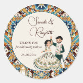 メンディとサンゲエインディアン結婚式の引き出物 ラウンドシール (正面)