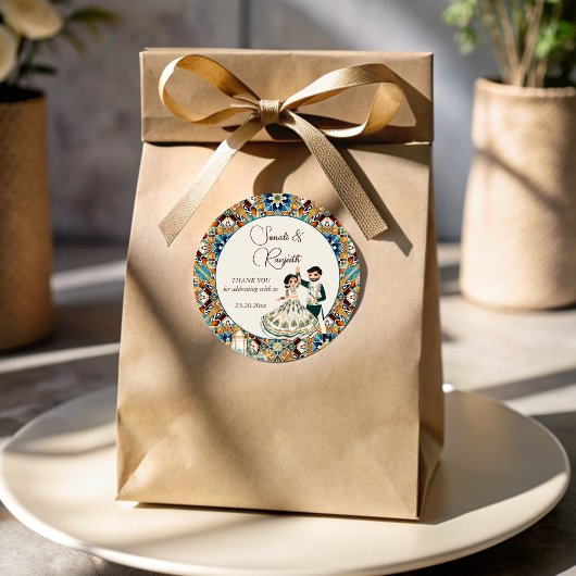 メンディとサンゲエインディアン結婚式の引き出物 ラウンドシール