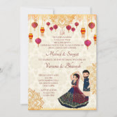 メンディとサンジェート招待可愛いインディアンカップル 招待状 (正面)