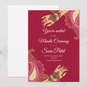 メンディの招待状 & メヘンディの招待状 ヘナパーティー 招待状 (正面/裏面)