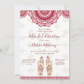 メンディインディアン結婚ズマルーンマンダラステンプレート 招待状 (正面)