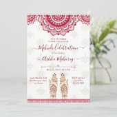 メンディインディアン結婚ズマルーンマンダラステンプレート 招待状 (スタンド正面)