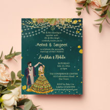 メンディサンゲットグリーンインディアンカップル予算招待状