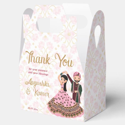 メンディサンゲットピンク金ゴールドインディアン結婚ズテンプレート フェイバーボックス (オープン)