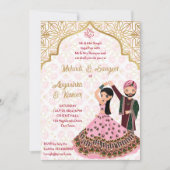 メンディサンゲットピンク金ゴールドインディアン結婚ズテンプレート 招待状 (正面)