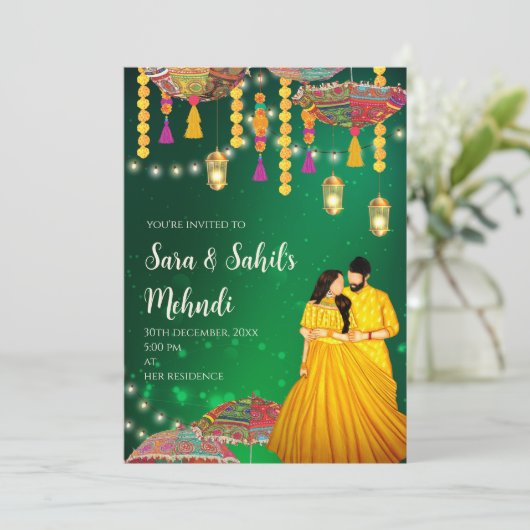 メンディナイト招待状ヘナパーティー&メンディ招待状 招待状 (スタンド正面)