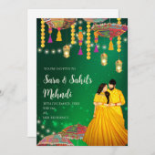 メンディナイト招待状ヘナパーティー&メンディ招待状 招待状 (正面/裏面)