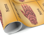 メンディハンドタトゥーアートピンクデザイン パーソナライズされた ラッピングペーパー (ロールコーナー)
