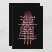 メンディハンドタトゥーアートブラックデザインパーティー 招待状 (正面/裏面)