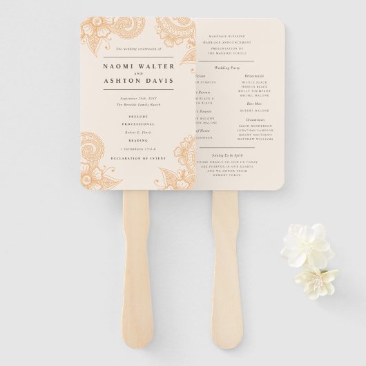 メンディヘナ結婚式 プログラムハンドファン ハンドファン (正面&裏面)