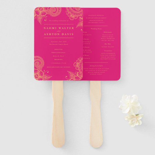 メンディヘナ結婚式 プログラムハンドファン ハンドファン (正面&裏面)