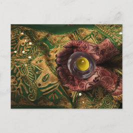 メンディヘンナグリーンキャンドルライトお祝い 案内ポストカード