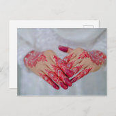 メンディヘンナレッドホワイトお祝い 案内ポストカード (正面/裏面)