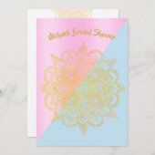 メンディメエンディブルーピンクヘナブライダルシャワー 招待状 (正面/裏面)