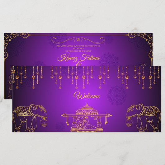 メンディ招待状カード (正面/裏面)