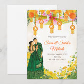 メンディ招待状ヘナパーティー&メンディナイト招待状 招待状 (正面/裏面)