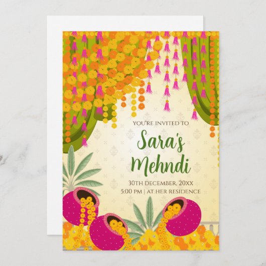 メンディ招待状&デジタルメンディ招待状 招待状 (正面/裏面)