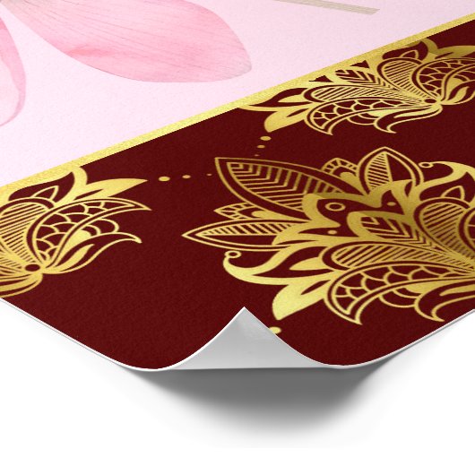 メンディ歓迎サイン踊りインディアン花嫁マルーン ポスター (角)