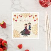 メンディ&サンゲエマナダラとかわいいインディアンカップル スタンダードカクテルナプキン (インサイチュ)