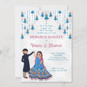 メンディ・サンゲ招待状踊りかわいいインディアンカップル 招待状 (正面)