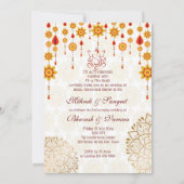 メンディ・サンゲ招待状踊りかわいいインディアンカップル 招待状 (裏面)