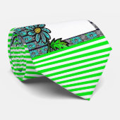 メンデザイナータイズグリーンストライプフローラ ネクタイ (ロール)