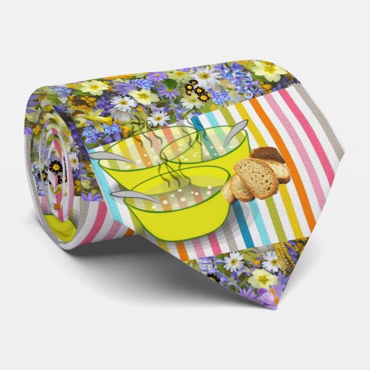 メンデザイナータイズフローラストライプスープ ネクタイ (ロール)