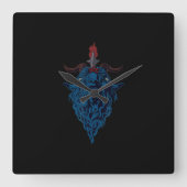 メンデスサタンダークゴシックのバプホメットヤギのシジル スクエア壁時計 (正面)