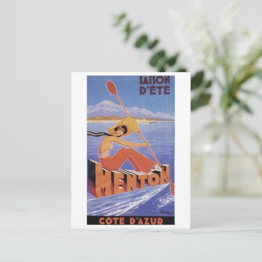 メントンフランスセゾンドエテサマーヴィンテージ旅行 ポストカード (スタンド正面)