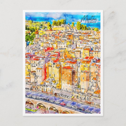 メントンフランスヴィンテージ旅行水の色 ポストカード (正面)