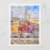 メントンフランス有名な旅行プレイスウォーターカラー ポストカード (正面)