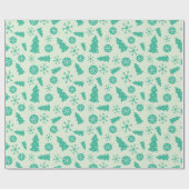 メントールグリーンクリスマスツリーとオーナメントフェスティバル ラッピングペーパー (フラット)