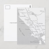 メンドシノからサンフランシスコの地図ポストカード ポストカード (正面/裏面)
