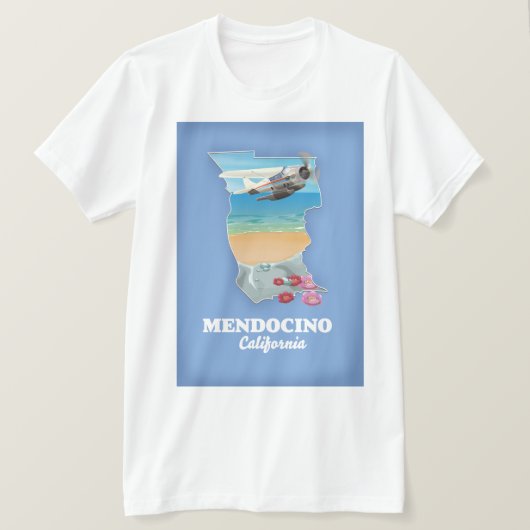 メンドシーノ カリフォルニア 地図 Tシャツ (デザイン正面)