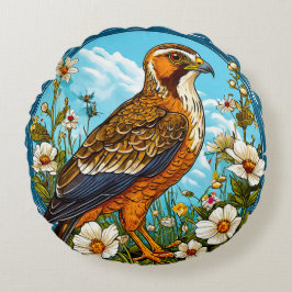 メンドハカラフルリア鳥 ラウンドクッション