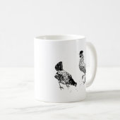 メンドリとオンドリが地面をつつく コーヒーマグカップ (正面右)