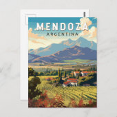 メンドーザアルゼンチントラベルアートヴィンテージ ポストカード (正面/裏面)