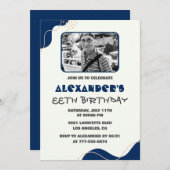 メンネイビーホワイト写真88歳の招待状 招待状 (正面/裏面)