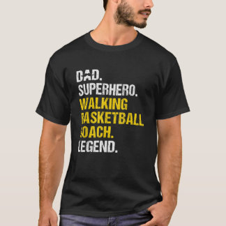 メンパパスーパーヒーロー歩くバスケットボールコーチおもしろい Tシャツ