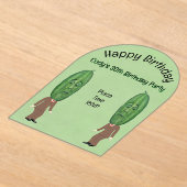 メンビッ間抜けググリーンピックルヘッズ顔誕生日 アクリル招待状 (レイダウン)