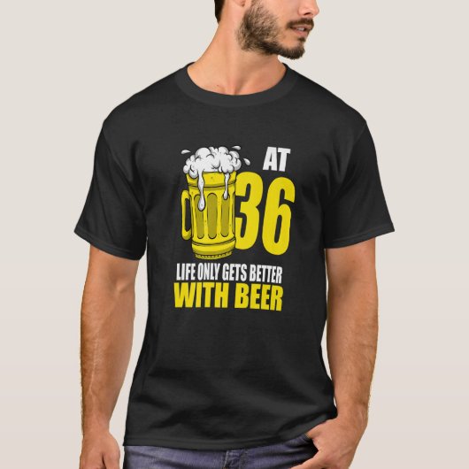メンビール誕生日36歳の飲みビール Tシャツ (正面)