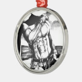 メンファインアートカウボーイボディビルカッコいい メタルオーナメント (左)