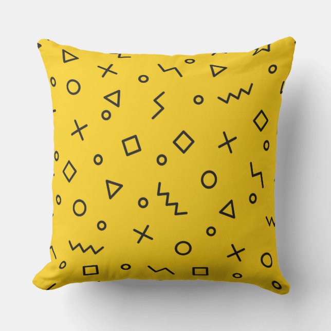 メンフィスのヒップスターパターンが付いているカラフルな枕 クッション (正面)